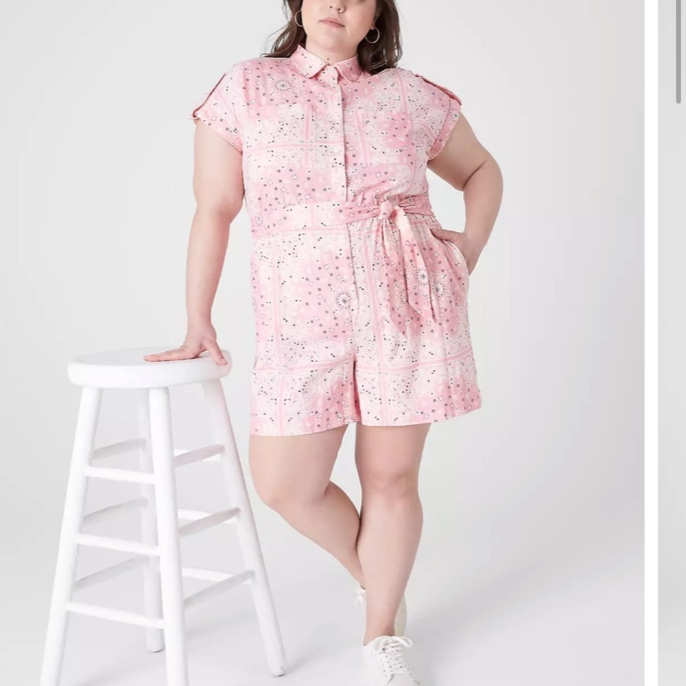 Lane Bryant Pink Short Sleeve Romper